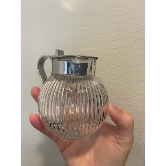 Chase Brass & Copper Co art deco glass & Chrome 4” Jubilee Syrup Pitcher Rare - Picture 10 of 10